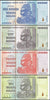 ZIMBABWE 10, 20, 50, 100 TRILLION DOLLARS 4 PIECE FULL BANKNOTE SET, 2008, AA SERIES, NEW