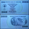 Zimbabwe 250 Million Dollar Bearer Cheque, 2008, USED - 100Trillions.com