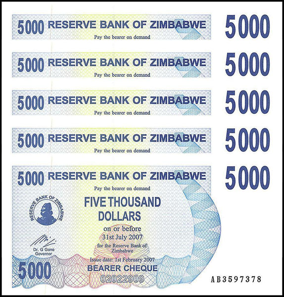 ZIMBABWE 5 000 DOLLAR BEARER CHEQUE 2007 NEW Onehundredtrillion zimbabwe-5-000-dollar-bearer-cheque-2007-new-onehundredtrillion