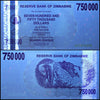 Zimbabwe 750,000 Dollar Bearer Cheque, 2007, USED - 100Trillions.com