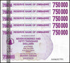 Zimbabwe 750,000 Dollar Bearer Cheque, 2007, USED - 100Trillions.com