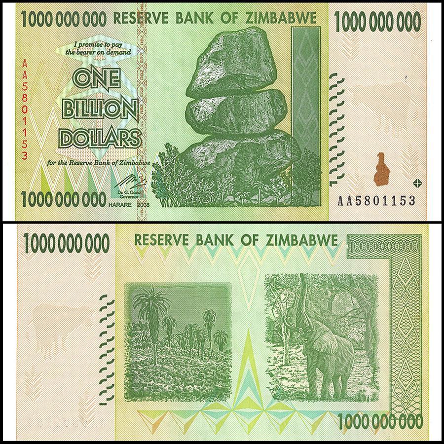 Zimbabwe 1 Billion Dollar Banknote, 2008, AA Series, NEW - 100Trillions.com