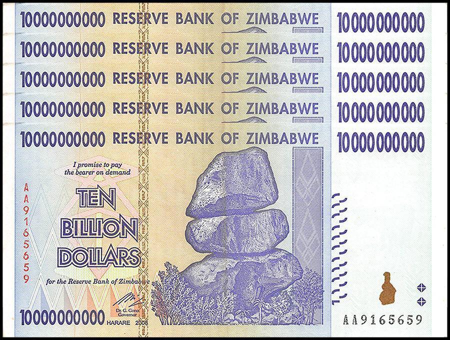 ZIMBABWE 10 BILLION DOLLAR BANKNOTE, 2008, AA SERIES, USED ...