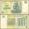 Zimbabwe 10 Dollar Banknote, 2007, CIR USED - 100Trillions.com