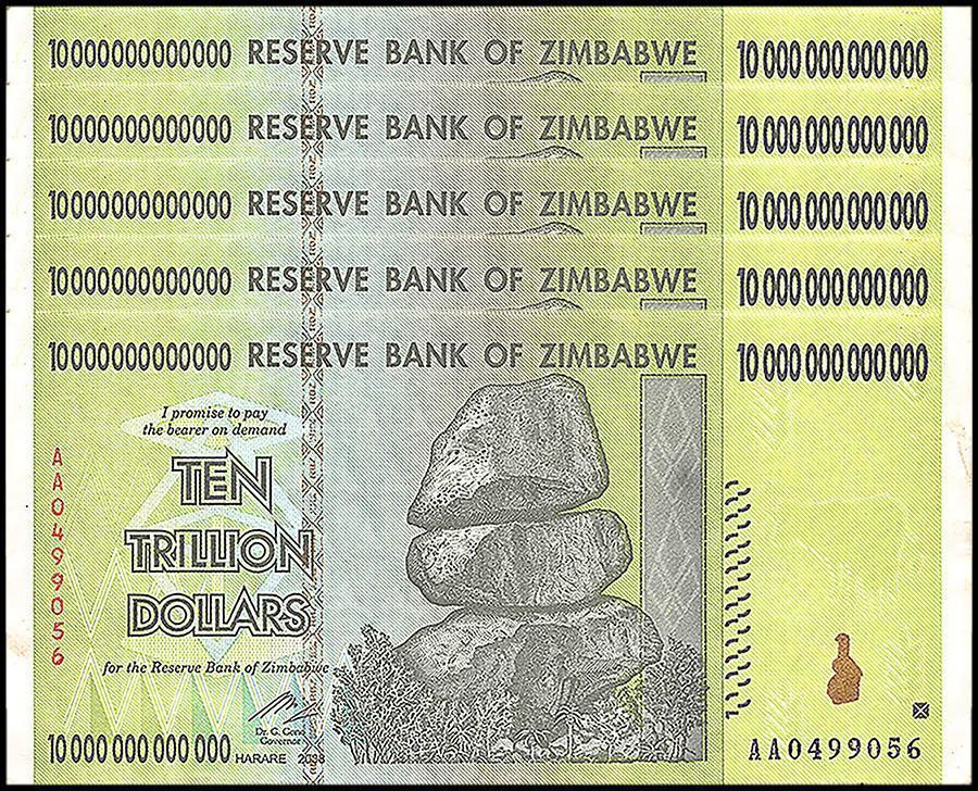 ZIMBABWE 10 TRILLION DOLLAR BANKNOTE, 2008, AA SERIES, USED ...