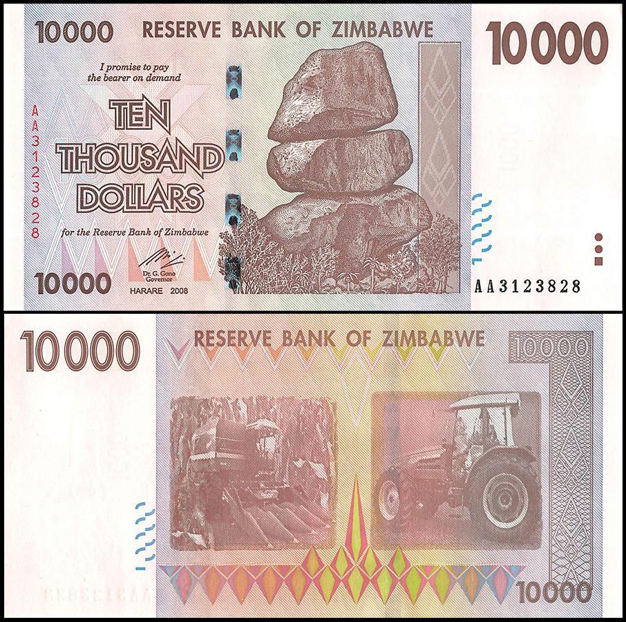 Zimbabwe 10,000 Dollars Banknote, 2008, NEW - 100Trillions.com