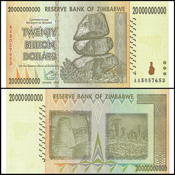 ZIMBABWE 20 BILLION DOLLAR BANKNOTE 2008 AA SERIES NEW zimbabwe-20-billion-dollar-banknote-2008-aa-series-new