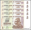 Zimbabwe 5 Dollar Banknote, 2007, NEW - 100Trillions.com