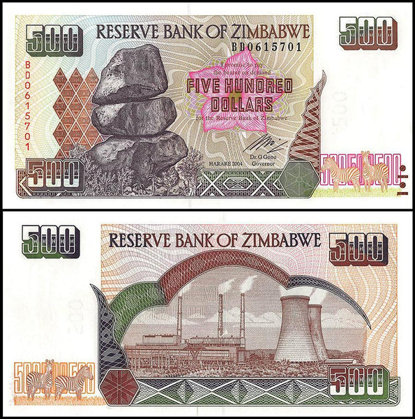 Zimbabwe 500 Dollar Banknote, 2004, NEW - 100Trillions.com