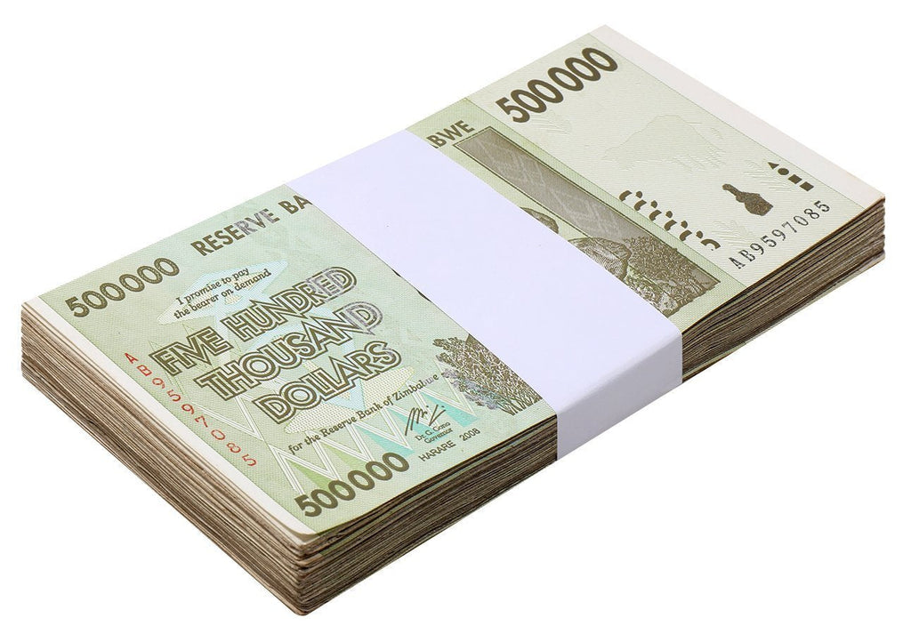 500,000 Zimbabwe Dollars X 20 Banknotes 2008 Series AA AB AC Authentic COA Included